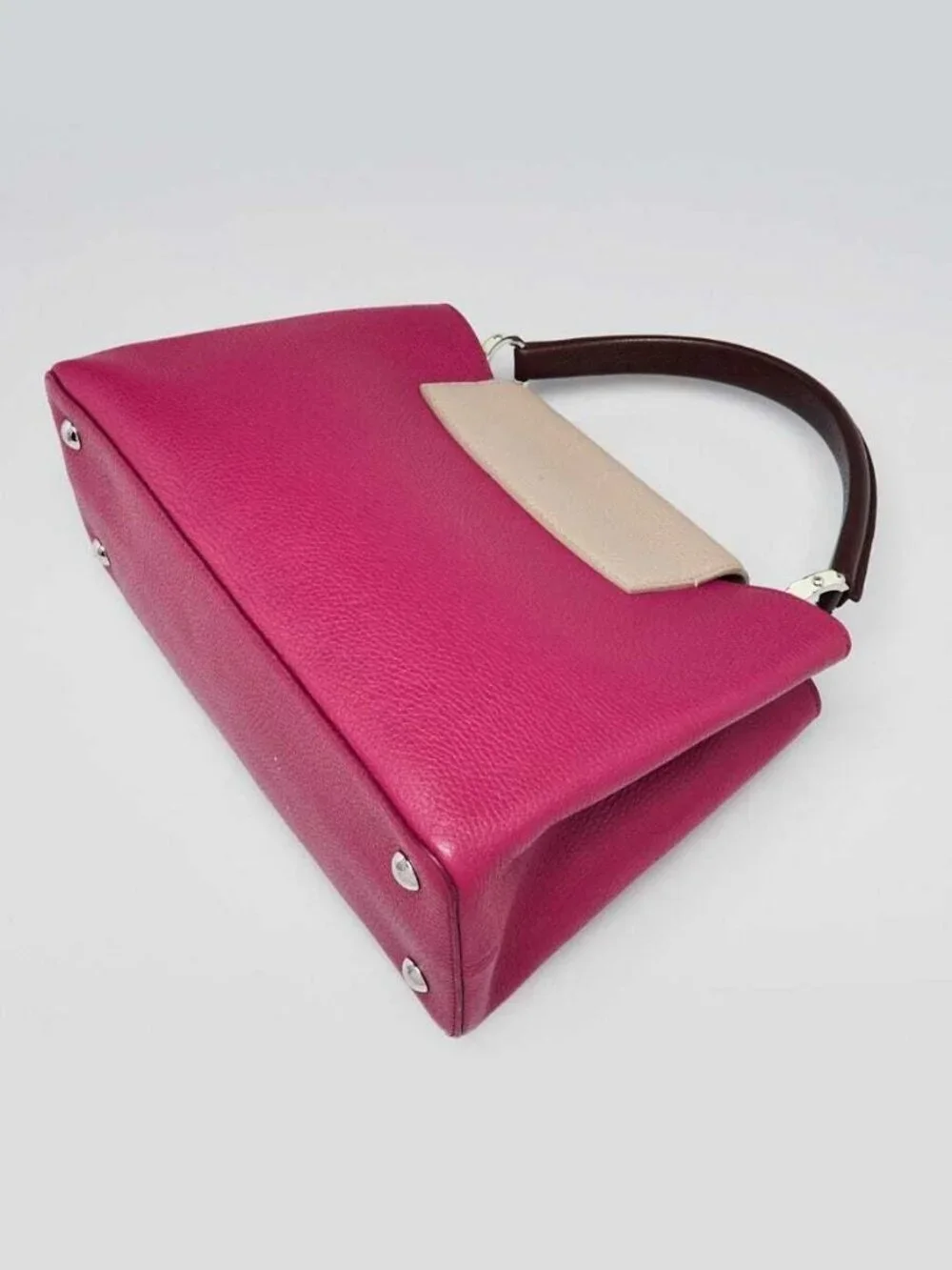 Louis Vuitton Galet/Violet Taurillon Leather Capucines MM Bag